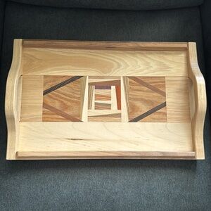 Handcrafted Multiple Types of Inlay Wooden Tray with Handles